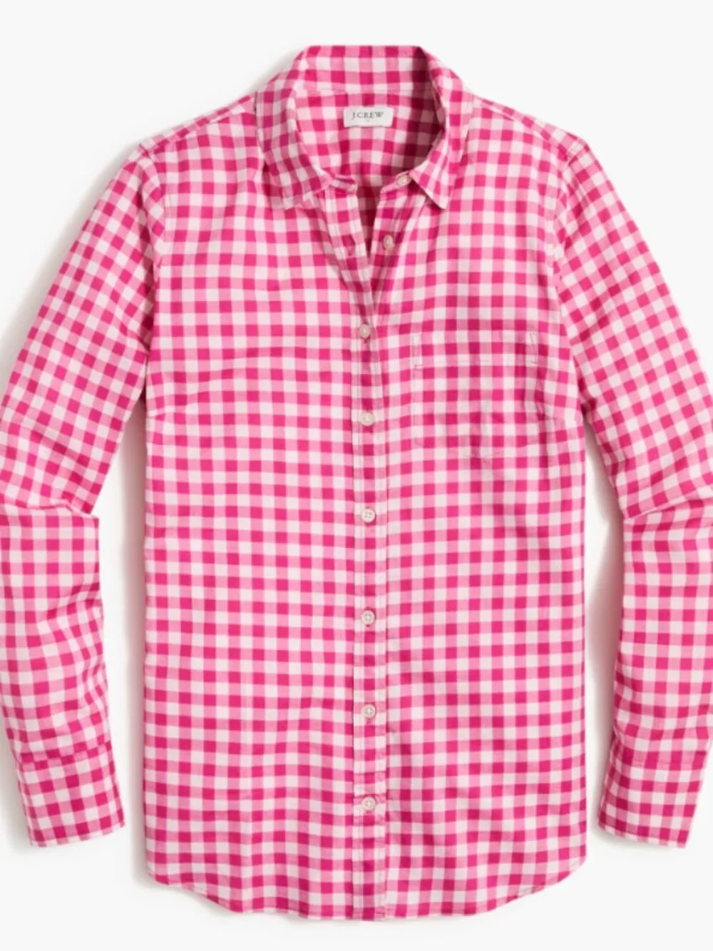 J. Crew Gingham Lightweight Cotton Shirt in Signature Fit Pink Gingham Sz XL